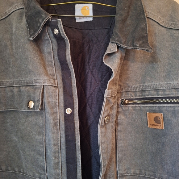 NICE! Carhartt Men's Heavyweight Gray Canvas Work Jacket Coat 3XL TALL - Picture 7 of 13